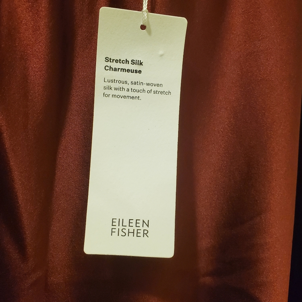 Eileen Fisher Maxi Skirt Size S/LP Redwood Stretch Charmeuse Bias Silk Ret $278 - Picture 6 of 13